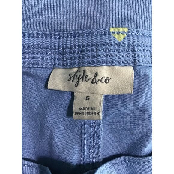 Blue White Heart Print Cargo Capri Pants - Style & Co, Size 6 - Picture 4 of 6